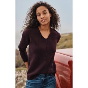 NWT - J. JILL Majestic V-Neck Sweater Dark Fig, Sz M